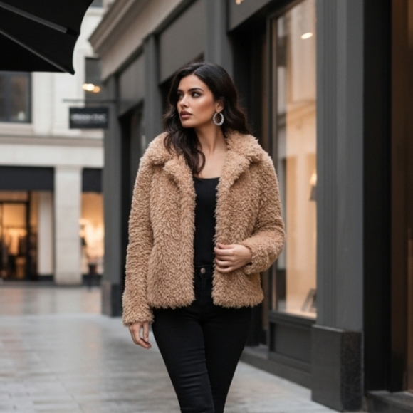 Blank NYC Jackets & Blazers - Blank NYC Sahara Tan Teddy Jacket Oversized Plush Size XL